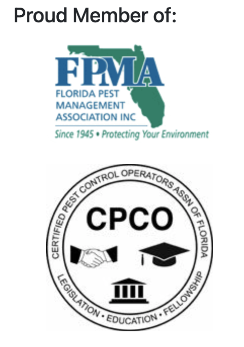 Proud member of FPMA Florida Pest Management Association and CPCO Certified Pest Control Operators Association of Florida